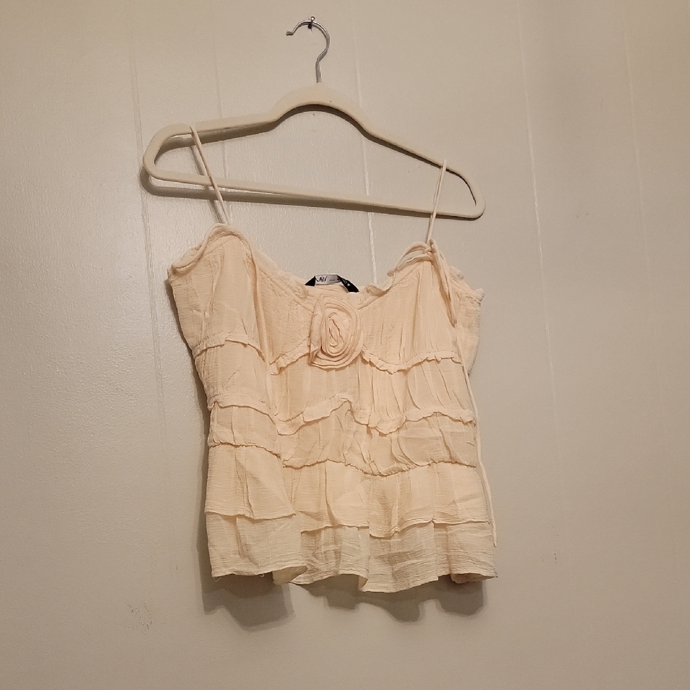 Zara Cream Ruffled Women's Top
